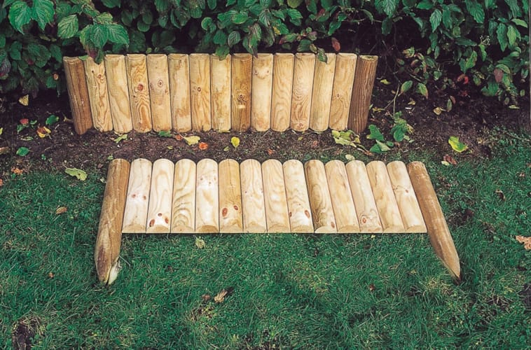 Bordure de jardin avec piquets en bois de noisetier, 35 x 300 cm