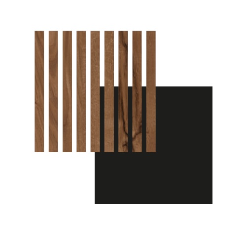 Panneau mural Maestro Latt Matte Black avec 7 lattes Castle Oak - 20 x 300 x 2770 mm